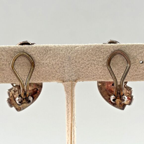 Vintage Sterling Silver Judith Jack Marcasite Clip Earrings Signed Event - Picture 2 of 4